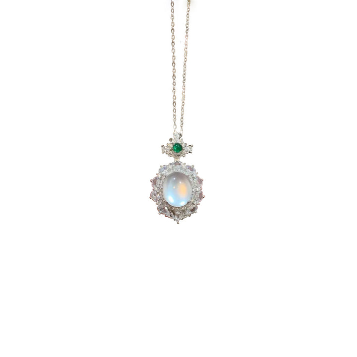 Moonstone Halo Gemstone Necklace (Light Luxury Niche Elegant Necklace)