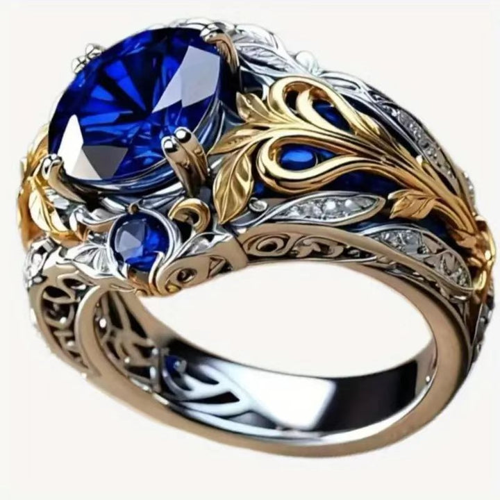 Two-Tone Twig Center Stone Vintage Ring (Luxury Palace Style Personalized)