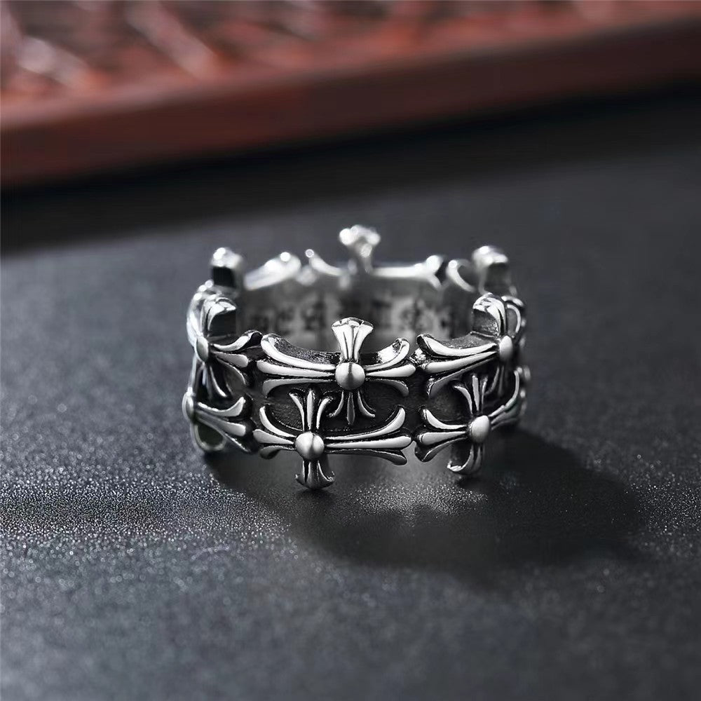 Vintage Cross Relief Ring for Men – Gothic Faith Statement Band