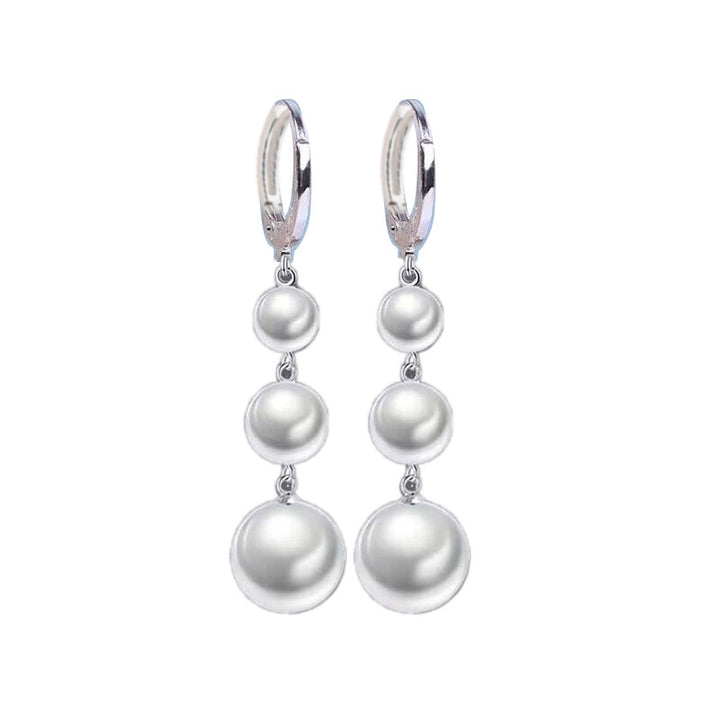 Graduated Pearl Long Drop Earrings (Elegant Slimming Statement Earrings)