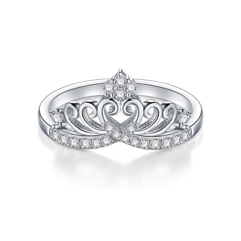 Palace Filigree Crown Pavé Ring (Light Luxury Niche Princess Style Engagement Band)