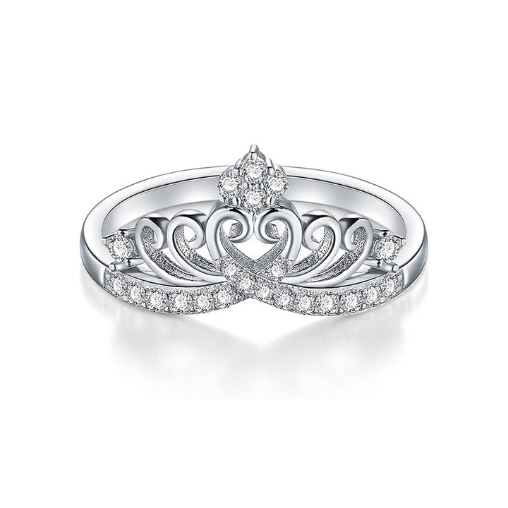 Palace Filigree Crown Pavé Ring (Light Luxury Niche Princess Style Engagement Band)