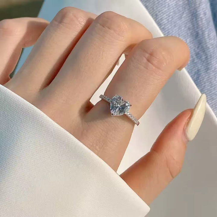 Multi-Color Heart Cut Diamond Open Ring Set (Sweet-Cool Girl Dopamine Style)