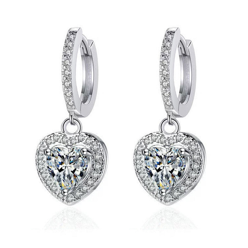 Silver Base Full Diamond Multi-Shaped Pendant Earrings (Luxury Elegant Multi-Style)