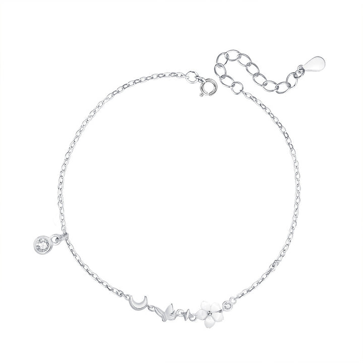 “Floral Butterfly Dance” S999 Pure Silver Jewelry Set – Bracelet / Necklace / Earrings