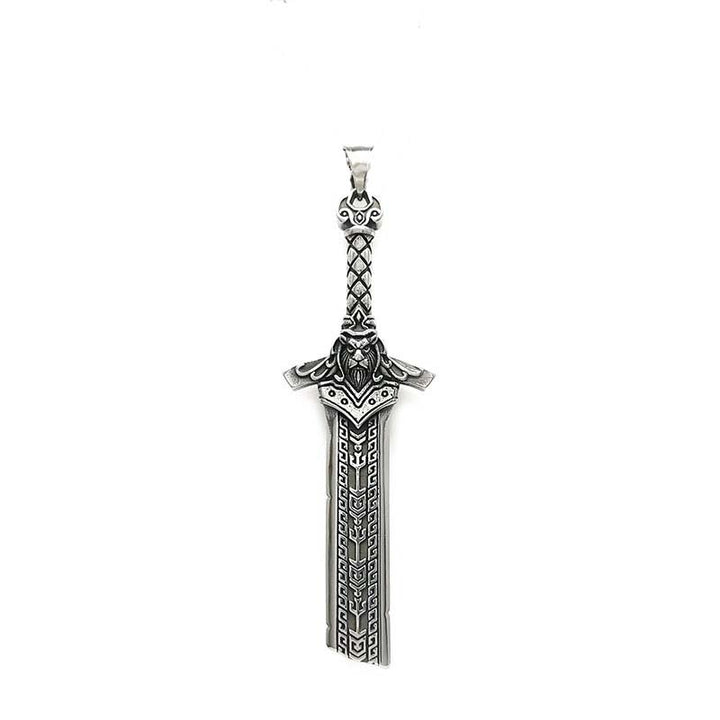 Vintage Viking Broken Sword Pendant Necklace in Thai Silver