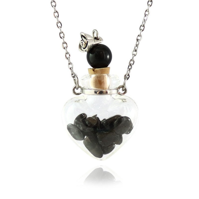Transparent heart-shaped glass perfume blood bottle pendant necklace