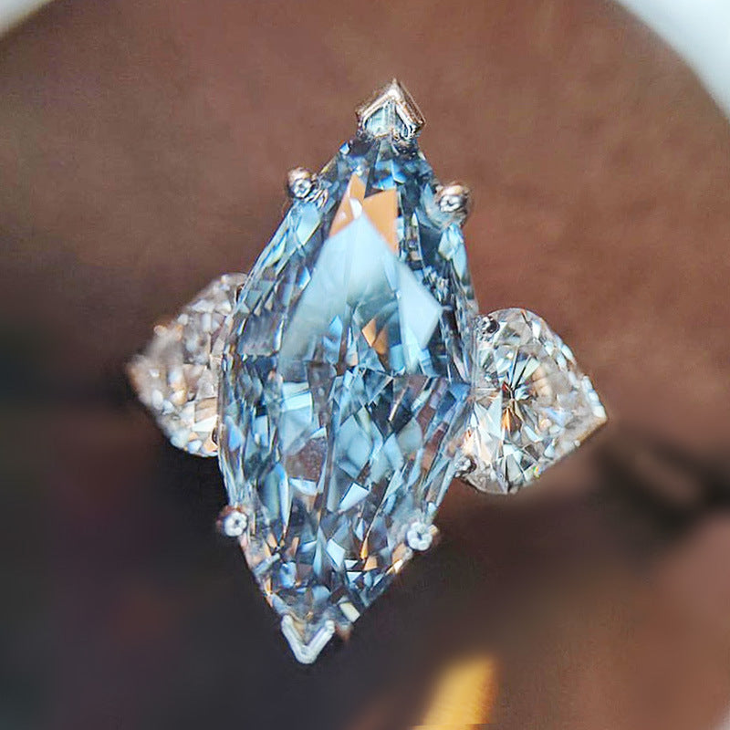 Topaz Blue Marquise Heart Zircon Fashion Ring