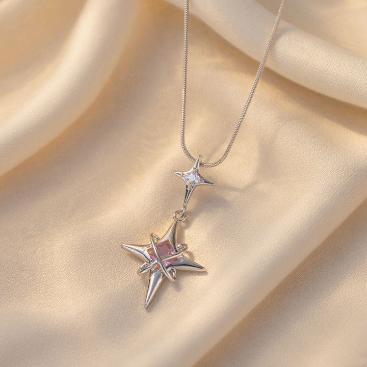 Double Star Pink Diamond Necklace