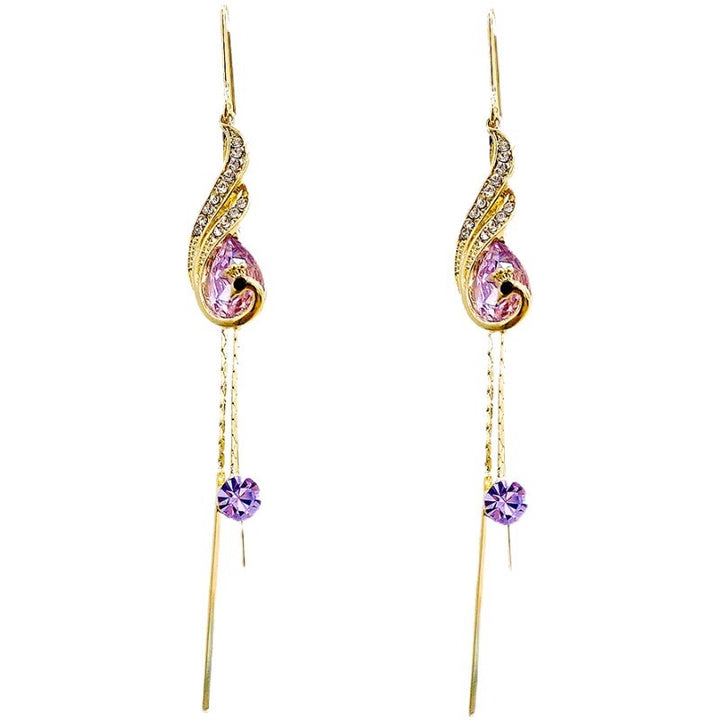 Phoenix Tail Tassel Colored Diamond Threader Earrings (Light Luxury Niche Slimming Earrings)