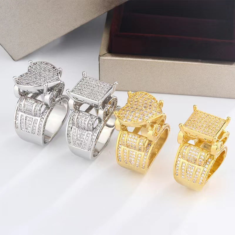 Pave Diamond Crown Ring (Hip-Hop Style Light Luxury Personalized Band)