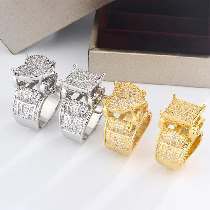 Pave Diamond Crown Ring (Hip-Hop Style Light Luxury Personalized Band)