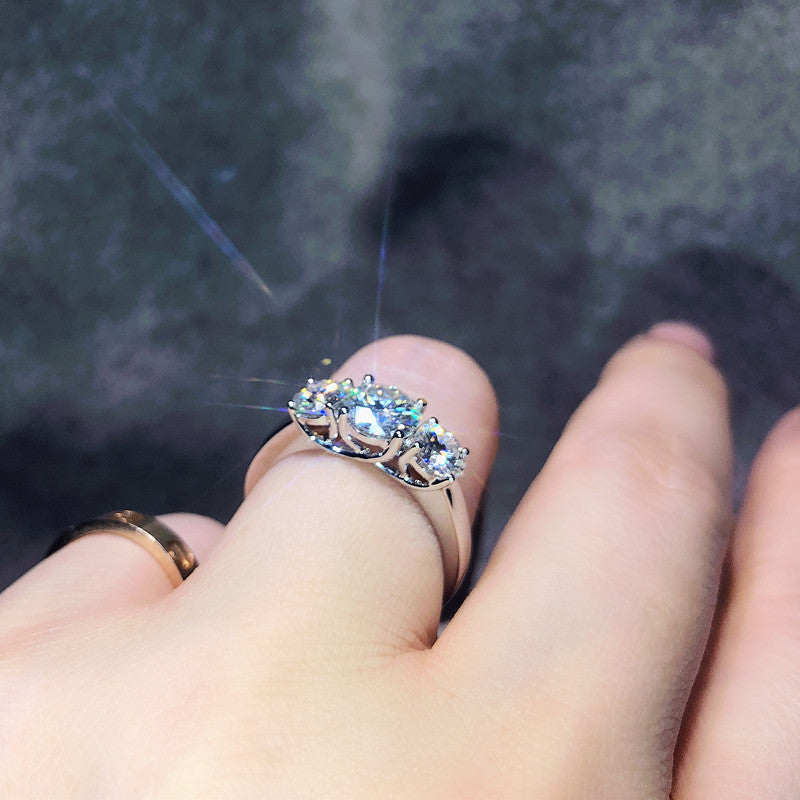 3-in-1 Open Diamond Ring - PT950 Eight Hearts Eight Arrows Adjustable Women's Ring