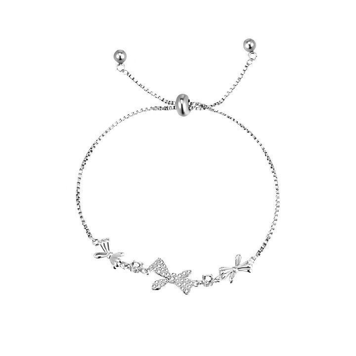 Women's Cubic Zirconia Bow Adjustable Pull Bracelet