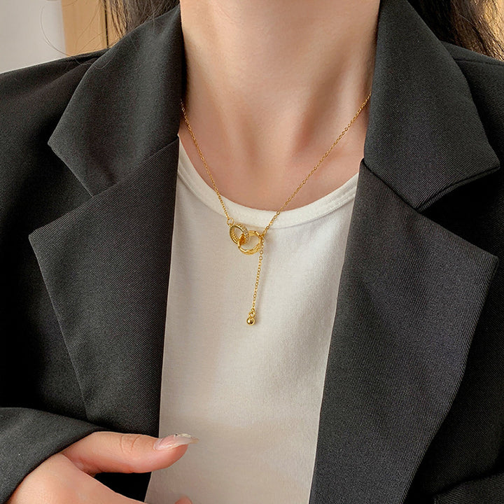 Double Ring Tassel Choker (Light Luxury Niche Adjustable Necklace)