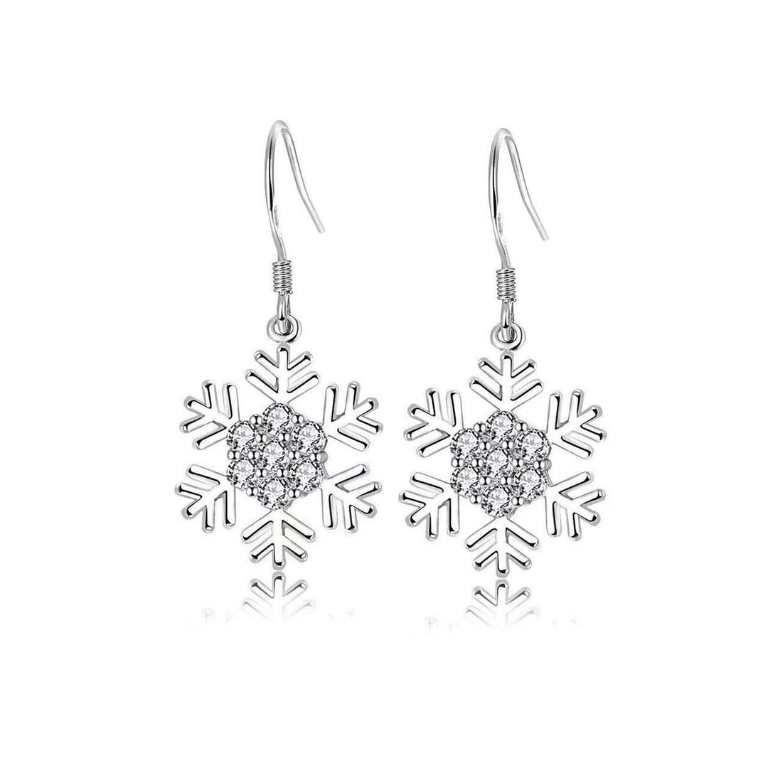 Snowflake Diamond Hook Earrings