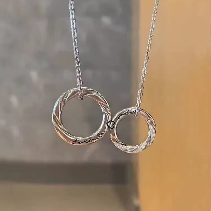 999 Silver Mobius Heart Magnetic Couple Necklace Set