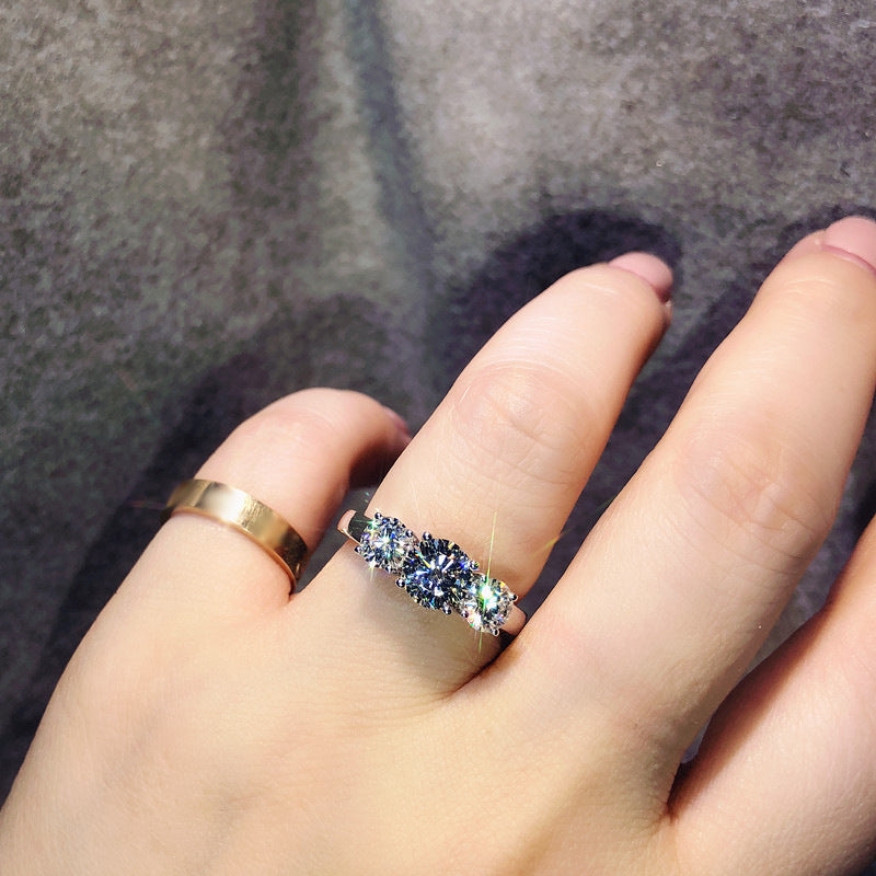 3-in-1 Open Diamond Ring - PT950 Eight Hearts Eight Arrows Adjustable Women's Ring