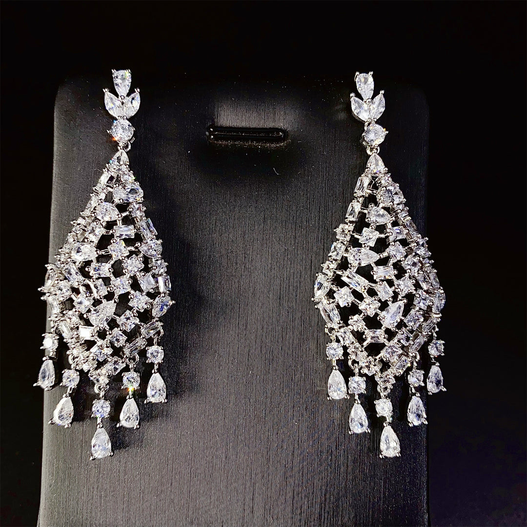 925 Sterling Silver Cubic Zirconia Bridal Micro-Pavé Earrings