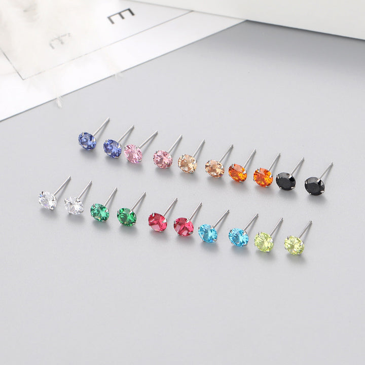 S925 Sterling Silver Four-Prong Cubic Zirconia Stud Earrings