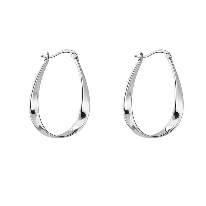 S925 Silver Twisted Teardrop Hoop Earrings