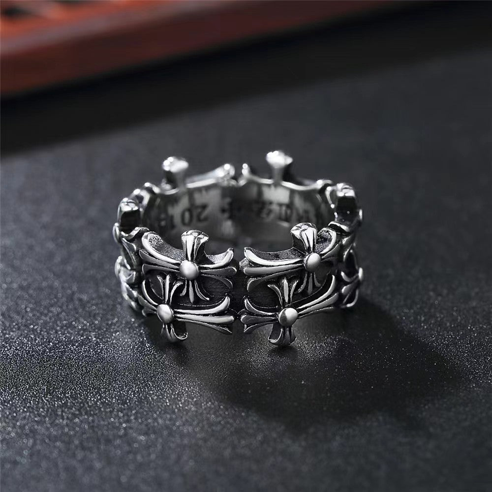 Vintage Cross Relief Ring for Men – Gothic Faith Statement Band