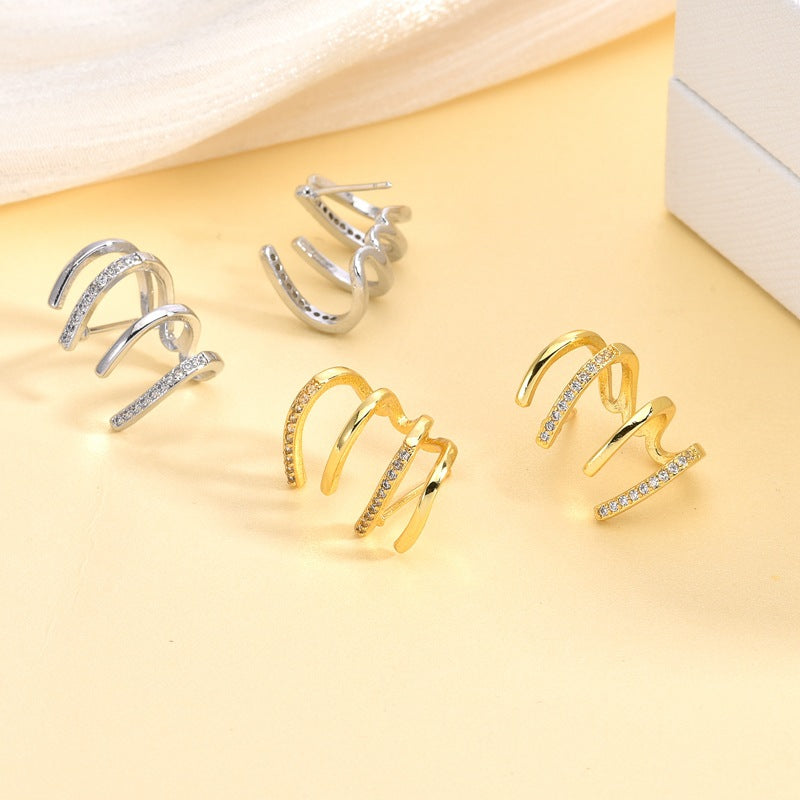 Wave Curve Diamond-Inlaid Earrings (Minimalist Agile Style Series)