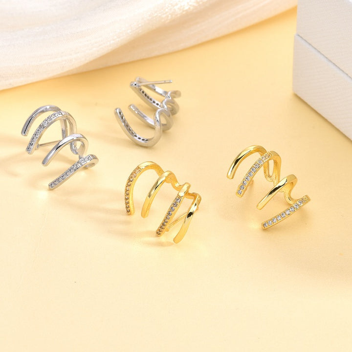Wave Curve Diamond-Inlaid Earrings (Minimalist Agile Style Series)
