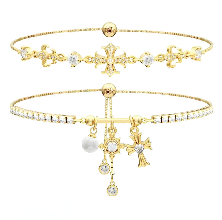 Cross & Starburst Stackable Bracelet Set (Light Luxury Niche Exquisite Bracelet Set)
