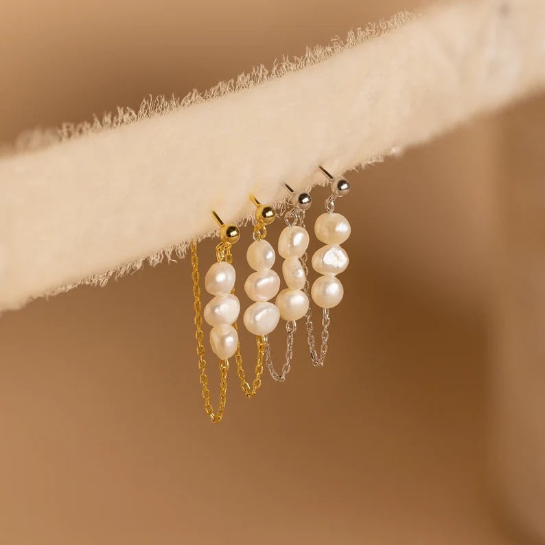 Vintage Pearl Tassel Drop Earrings for Women – Elegant & Chic Design