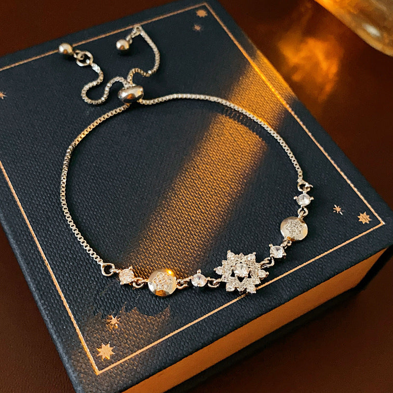 Sparkling Snowflake Diamond Adjustable Delicate Bracelet