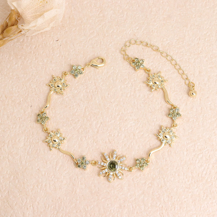 Elegant Gold-Plated Purple Sunflower Bracelet for Women