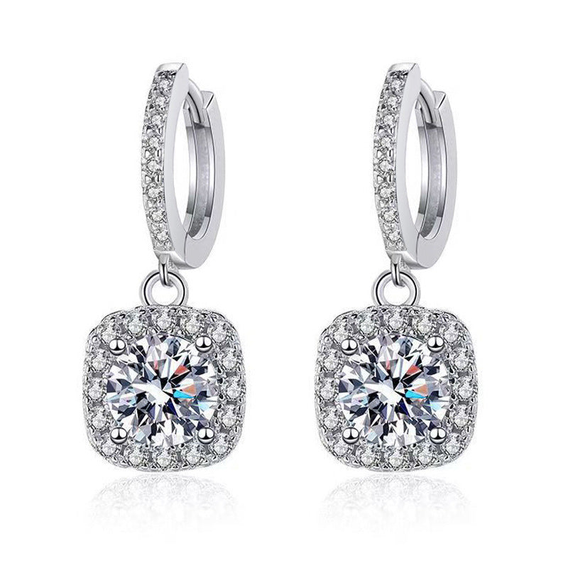 Silver Base Full Diamond Multi-Shaped Pendant Earrings (Luxury Elegant Multi-Style)