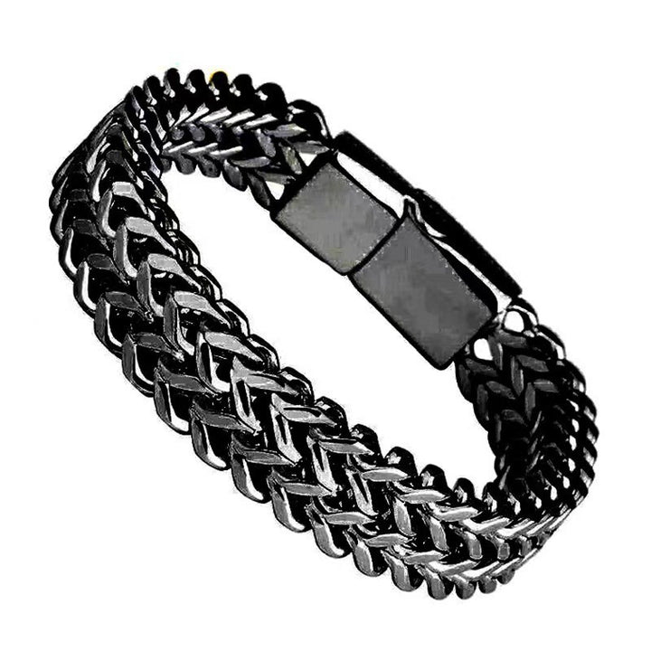 Hip-Hop Stainless Steel Double-Sided 8×4mm Fish Scale Bracelet