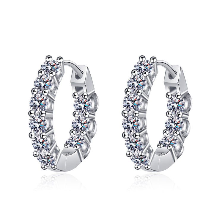 S925 Sterling Silver Moissanite Hoop Earrings with PT950 Gold Plating