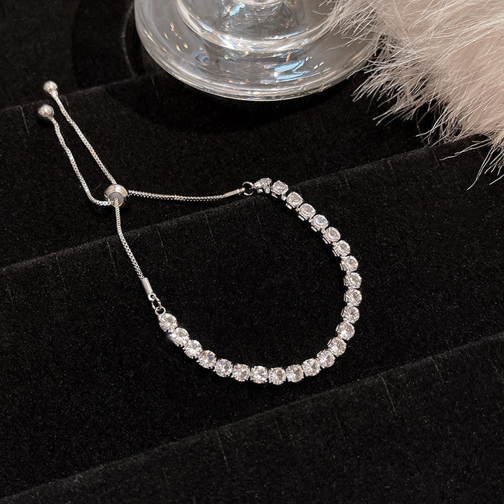 4mm Round Zircon Full-Diamond Tennis  Adjustable Bracelet