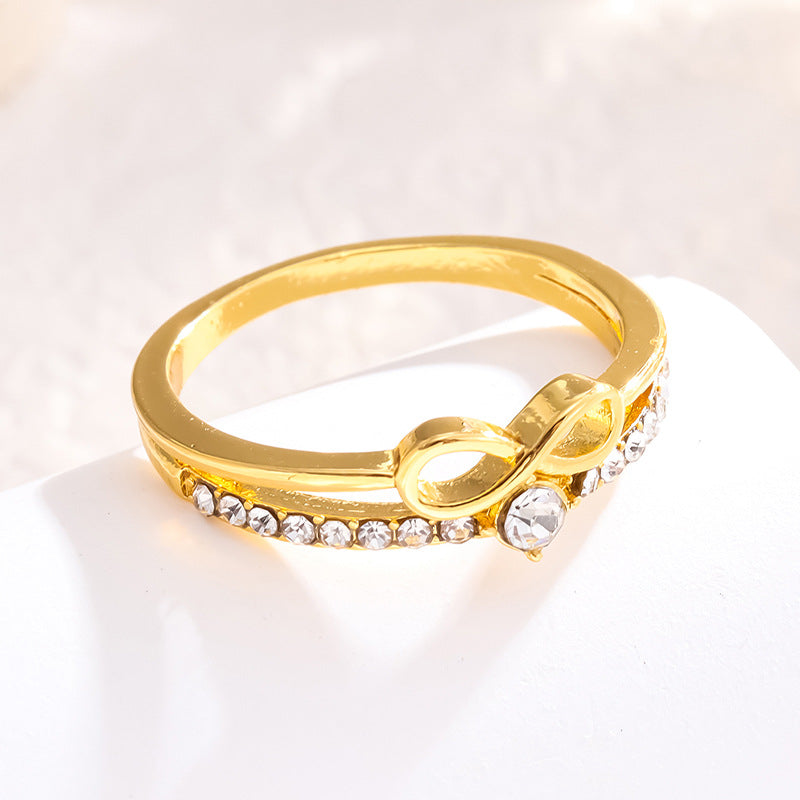 Infinity Symbol Double Band Ring, Eternity Knot Diamond Ring for Women