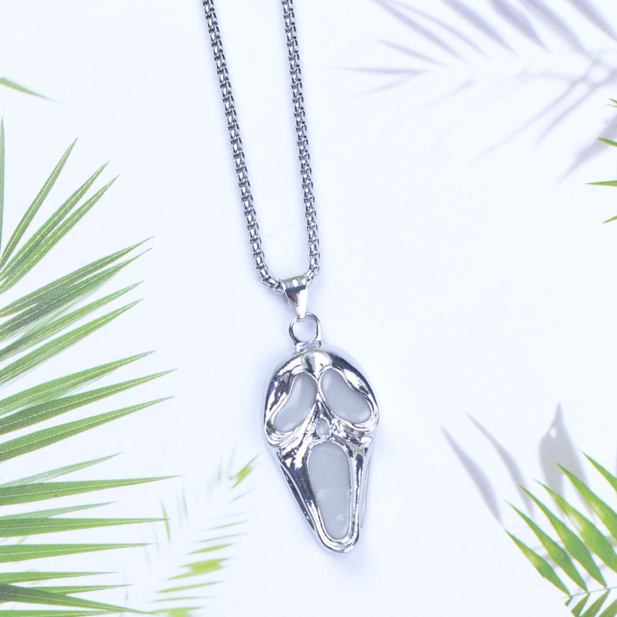 Colorful Glow-in-the-Dark Skull Pendant Necklace