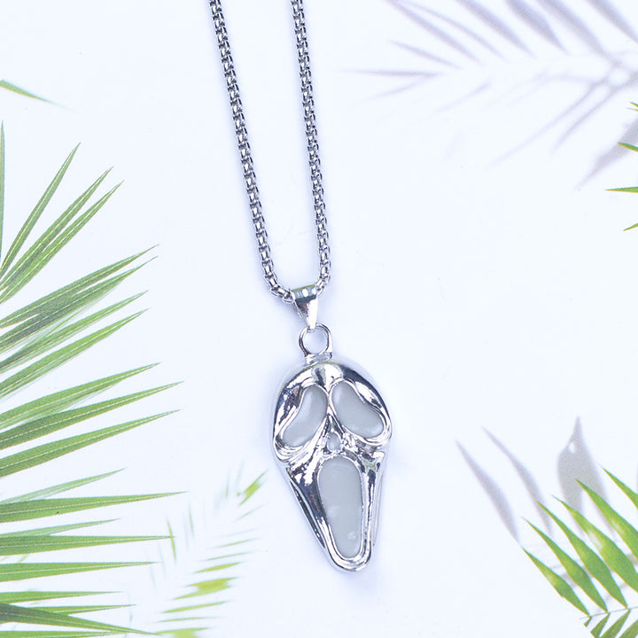 Colorful Glow-in-the-Dark Skull Pendant Necklace