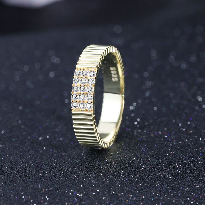 S925 Sterling Silver Pavé Diamond Ring