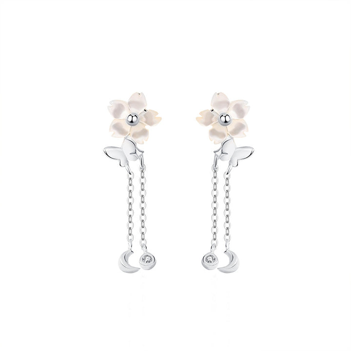 “Floral Butterfly Dance” S999 Pure Silver Jewelry Set – Bracelet / Necklace / Earrings