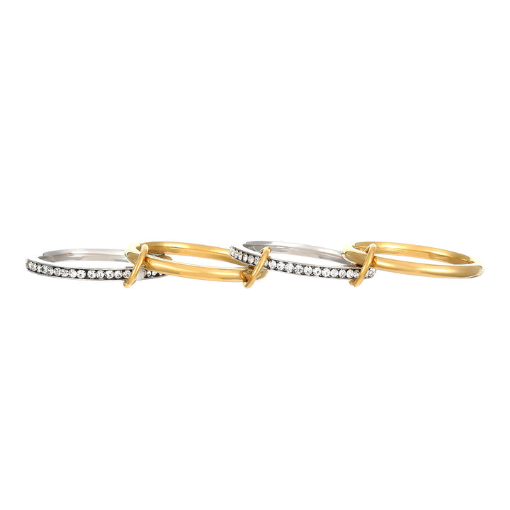 Stacked Diamond Ring 18K Gold & Silver Dual-Tone Band