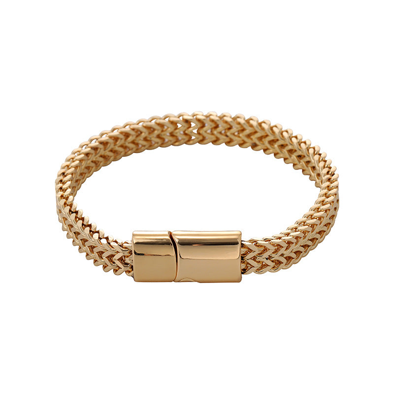 Hip-Hop Stainless Steel Double-Sided 8×4mm Fish Scale Bracelet