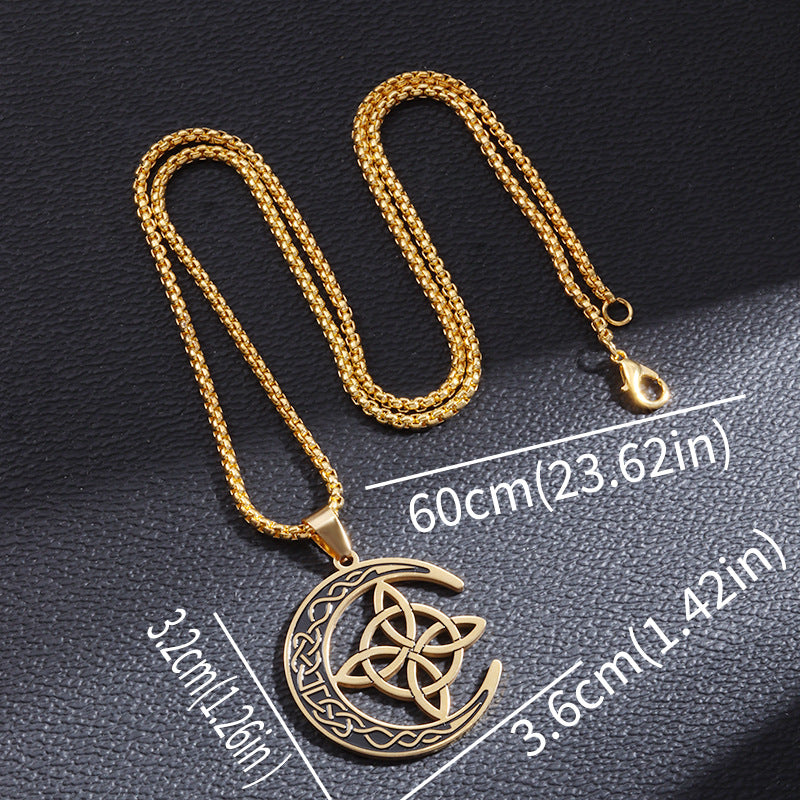 Vintage Celtic Witch Knot Hollow Pendant Street Style Necklace