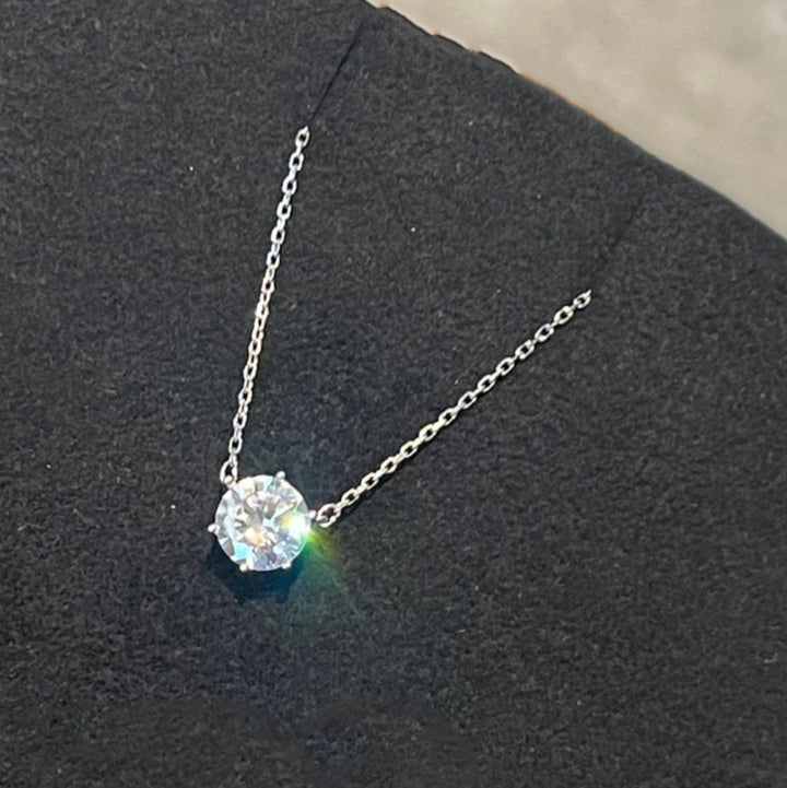 Luxury Single Oval Diamond Solitaire Necklace (Versatile Gold Tone Clavicle Chain)