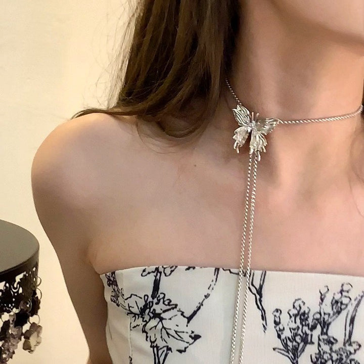 Adjustable Pull Butterfly Multi-Purpose Chain, Liquid Butterfly Tassel Pull Chain, 3-Way Wear Necklace / Waist Chain / Arm Cuff Accessory
