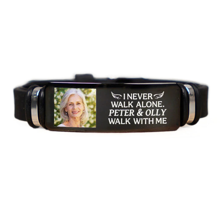 Valentine's Day Custom Photo & Engraved Silicone Titanium Steel Bracelet - Personalized Couple Birthday Gift Bangle