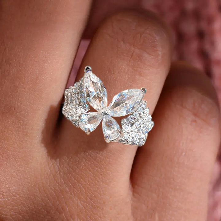 Full Pavé Butterfly Ring (Light Luxury Niche Romantic Band)