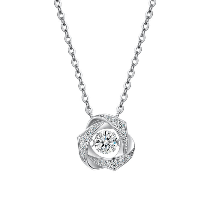 S925 Sterling Silver Sparkling Heart Necklace for Women