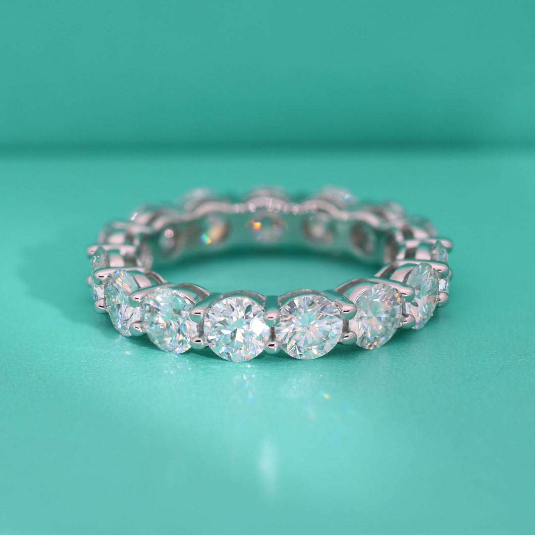 S925 Sterling Silver Full Eternity Moissanite Ring with Platinum Plating